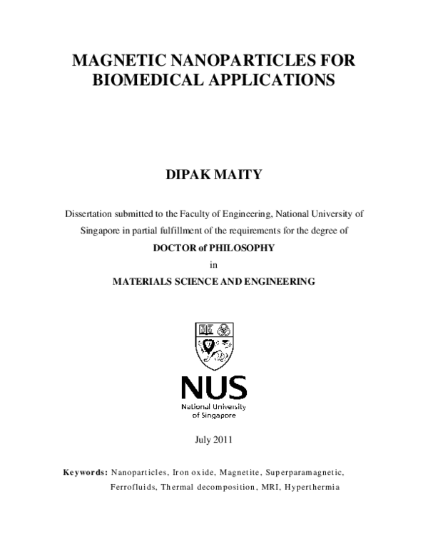 (PDF) Magnetic Nanoparticles for Biomedical Applications