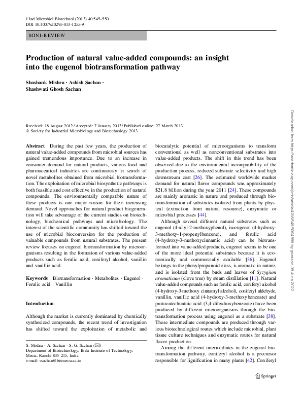 (PDF) Production of natural value-added compounds: an insight into the ...