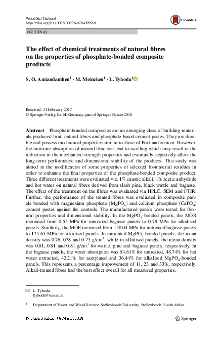 (PDF) The effect of chemical treatments of natural fibres on the ...