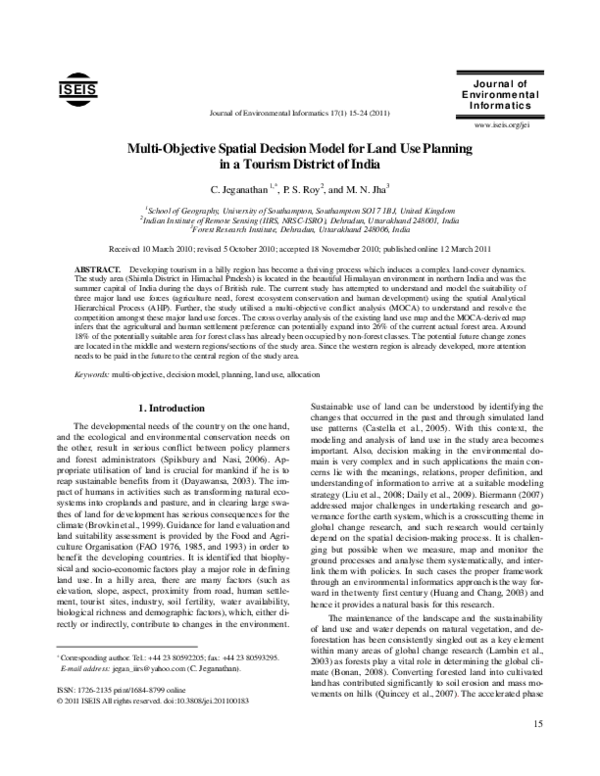 (PDF) Multi-Objective Spatial Decision Model for Land Use Planning in a ...