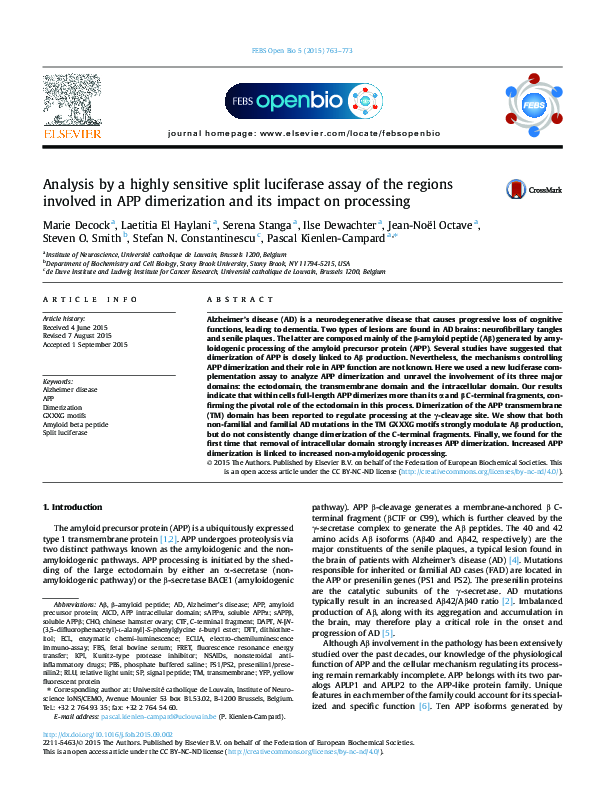 (PDF) Analysis by a highly sensitive split luciferase assay of the ...