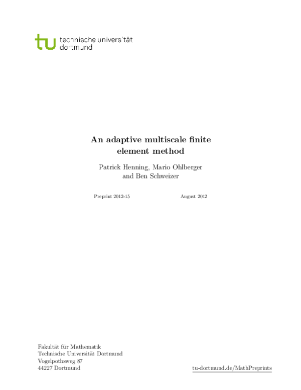 (PDF) An Adaptive Multiscale Finite Element Method