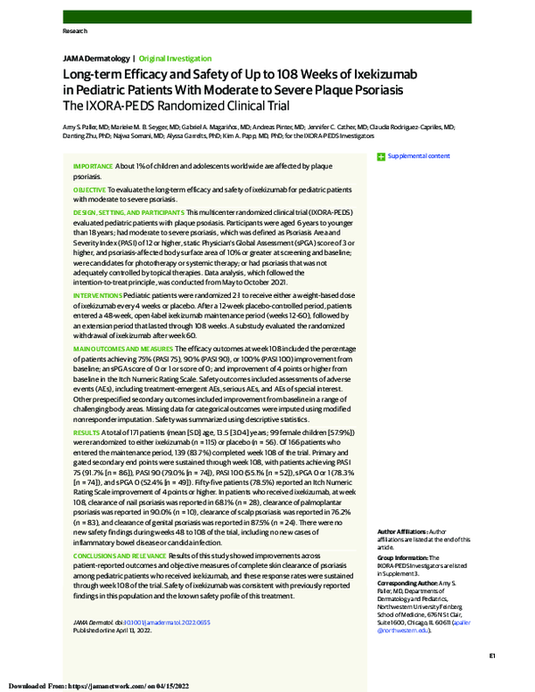 (PDF) Long-term Efficacy and Safety of Up to 108 Weeks of Ixekizumab in ...