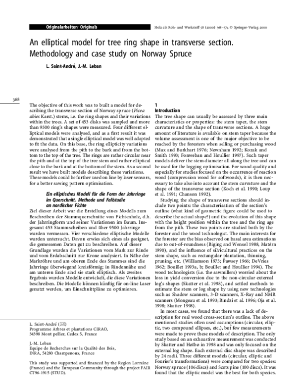 (PDF) An elliptical model for tree ring shape in transverse section ...