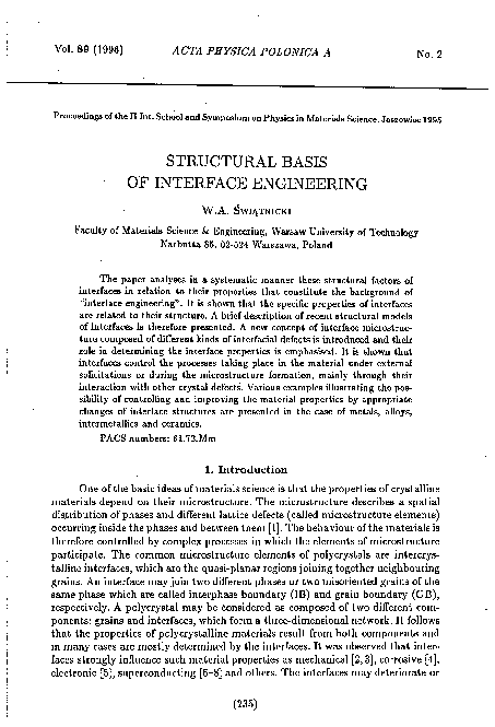 (PDF) Structural Basis of Interface Engineering