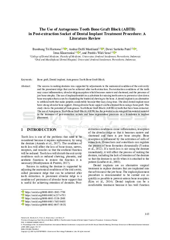 (PDF) The Use of Autogenous Tooth Bone Graft Block (ABTB) in Post ...