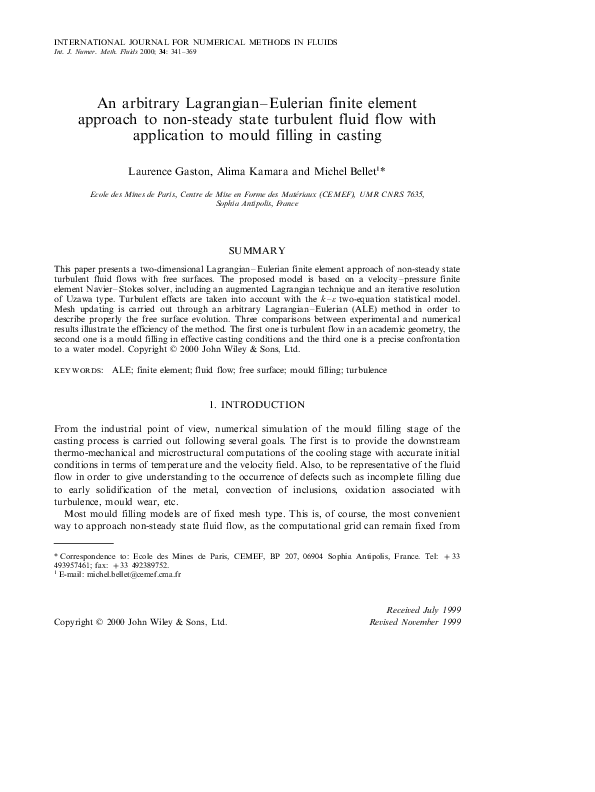 (PDF) An Arbitrary Lagrangian-Eulerian finite element method