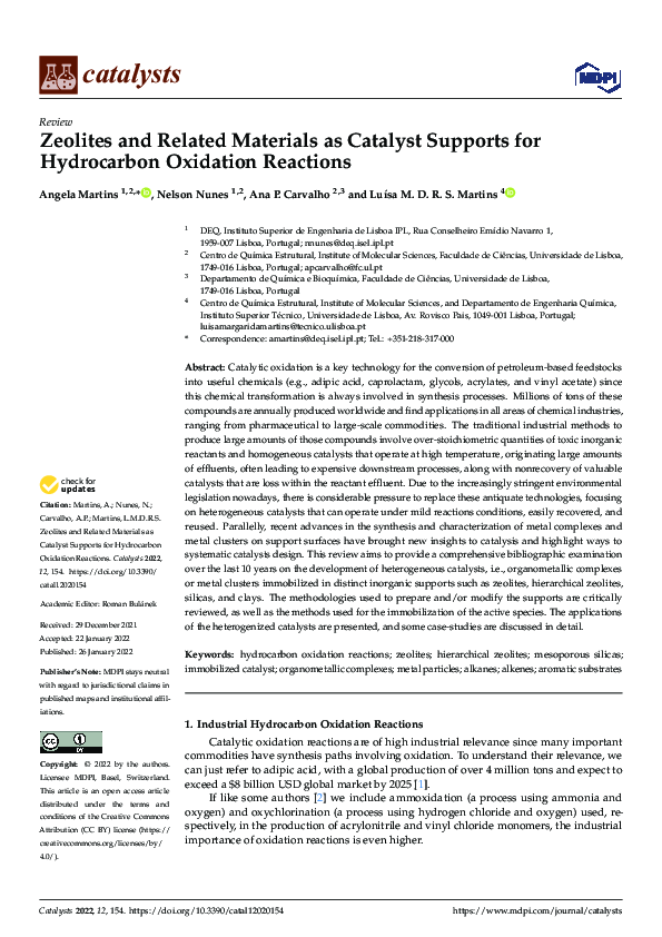 (PDF) Zeolites and Related Materials as Catalyst Supports for ...
