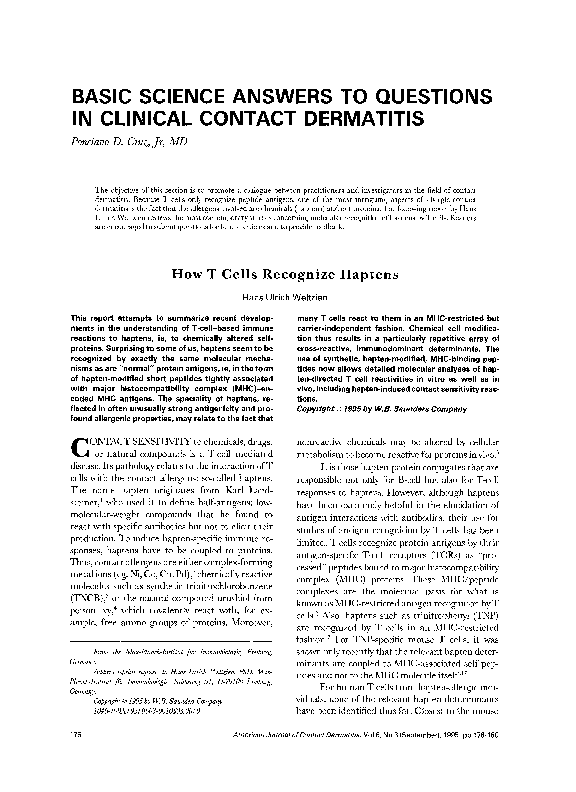 (PDF) How T cells recognize haptens Hans Weltzien Academia.edu