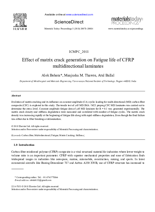 (PDF) Effect of matrix crack generation on Fatigue life of CFRP ...