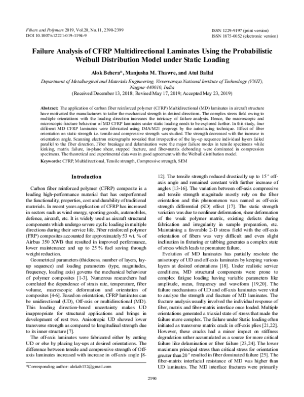 (PDF) Failure Analysis of CFRP Multidirectional Laminates Using the ...