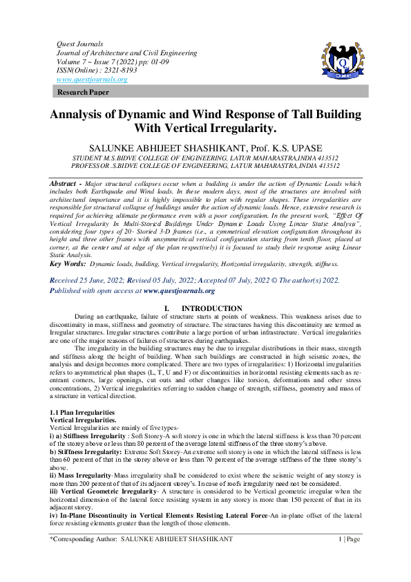 (PDF) Annalysis of Dynamic and Wind Response of Tall Building With ...