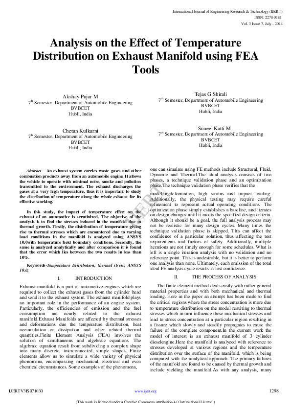 (PDF) Analysis on the Effect of Temperature Distribution on Exhaust
