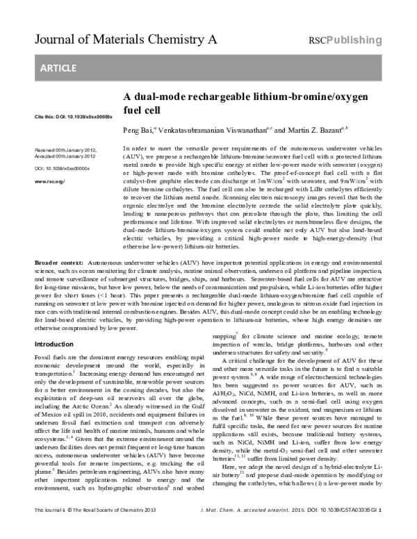 (PDF) A dualmode rechargeable lithiumbromine/oxygen fuel cell