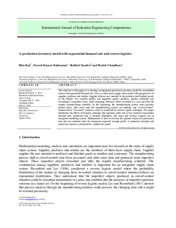 (PDF) A production inventory model with exponential demand rate and ...