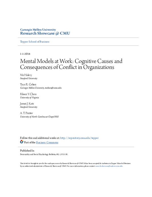 (PDF) Mental Models at Work: Cognitive Causes and Consequences of ...