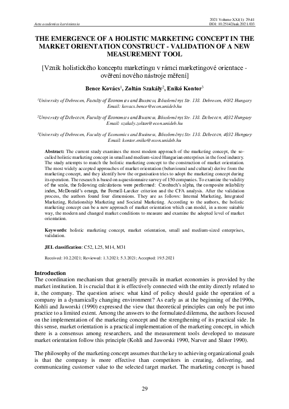 (PDF) The Emergence of a Holistic Marketing Concept in the Market ...