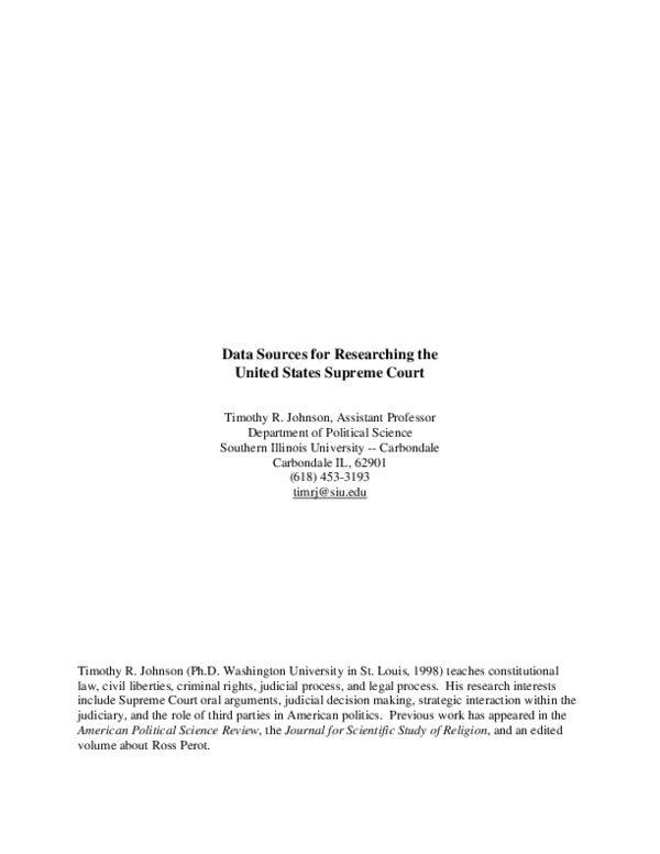 (PDF) Data Sources for Researching the United States Supreme Court