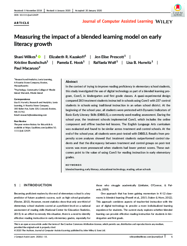 (PDF) Measuring the impact of a blended learning model on early ...