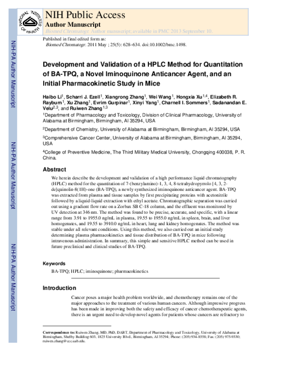 (PDF) Development and validation of an HPLC method for quantitation of ...