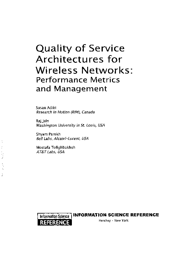 (PDF) Quality of Service Architectures for Wireless Networks | Shyam ...