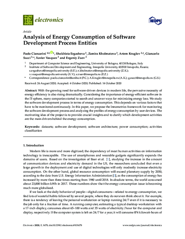 (PDF) Analysis of Energy Consumption of Software Development Process ...