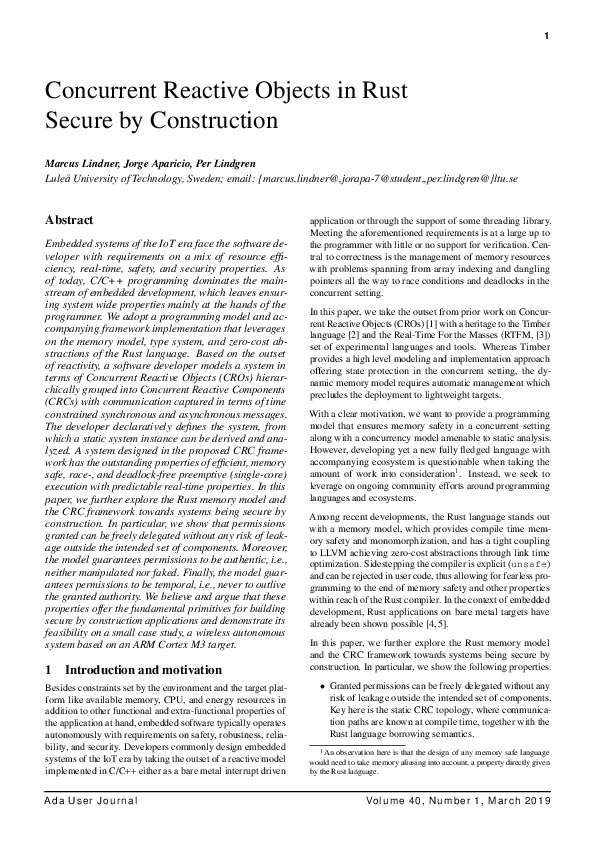 (PDF) Concurrent Reactive Objects in Rust Secure by Construction