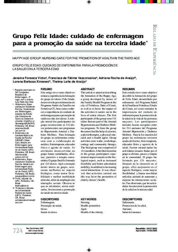 (PDF) [Happy Age Group: nursing care for the promotion of health in the ...