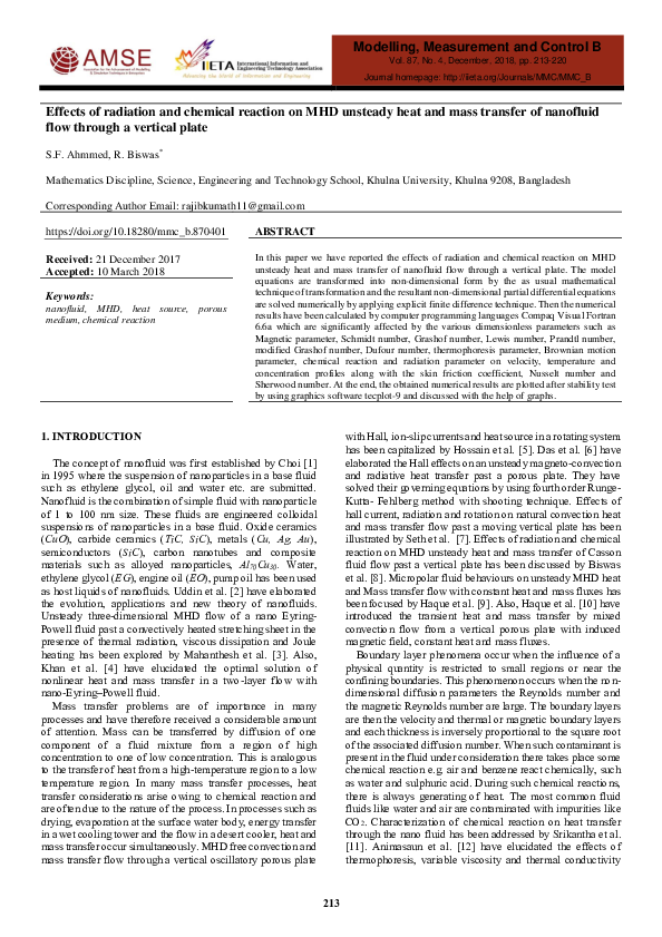 (PDF) Effects of radiation and chemical reaction on MHD unsteady heat ...