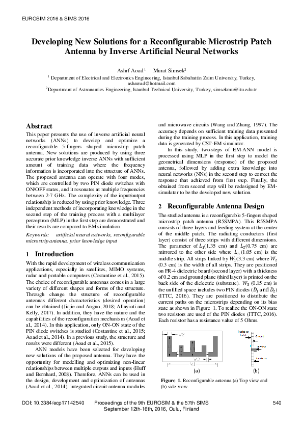 (PDF) Developing New Solutions for a Reconfigurable Microstrip Patch