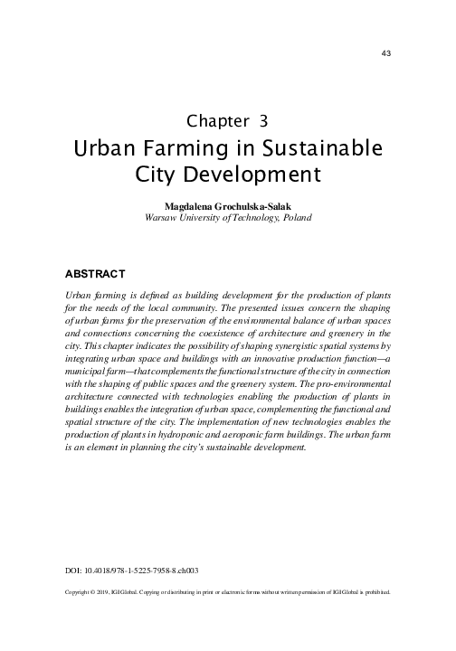 (PDF) Urban Farming in Sustainable City Development