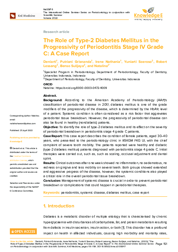 (PDF) The Role of Type-2 Diabetes Mellitus in the Progressivity of ...