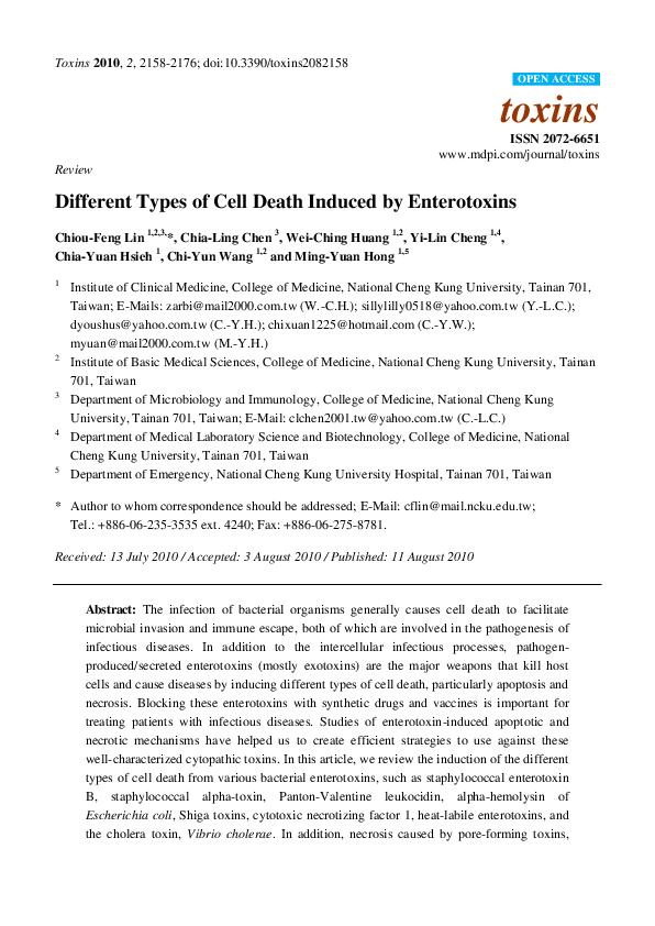 (PDF) Different Types of Cell Death Induced by Enterotoxins