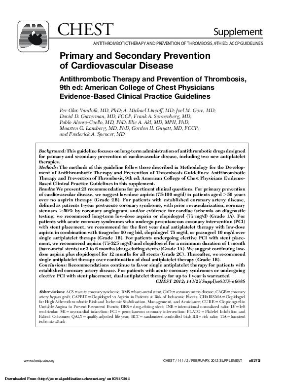 (PDF) Primary and Secondary Prevention of Cardiovascular Disease