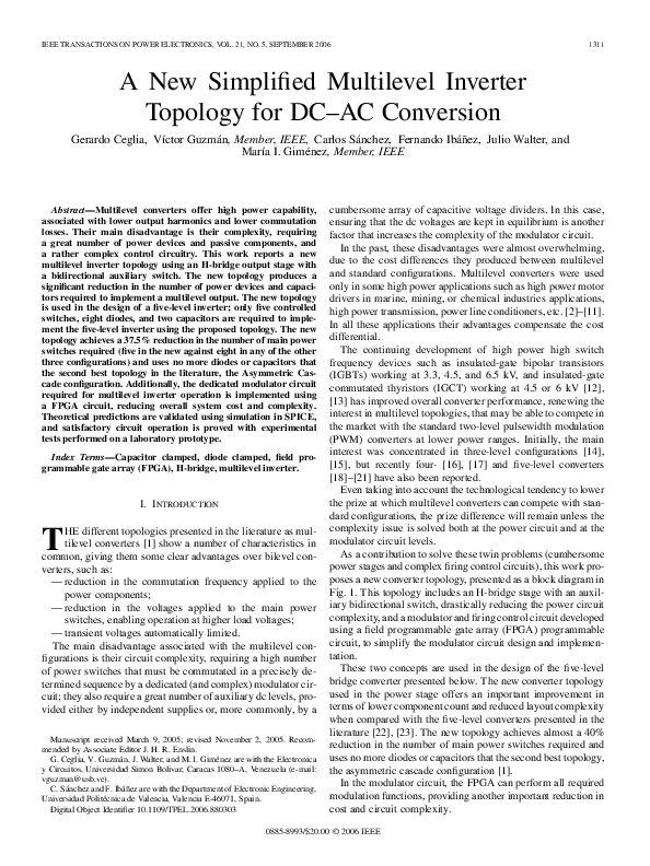 (PDF) A New Simplified Multilevel Inverter Topology for DC–AC Conversion