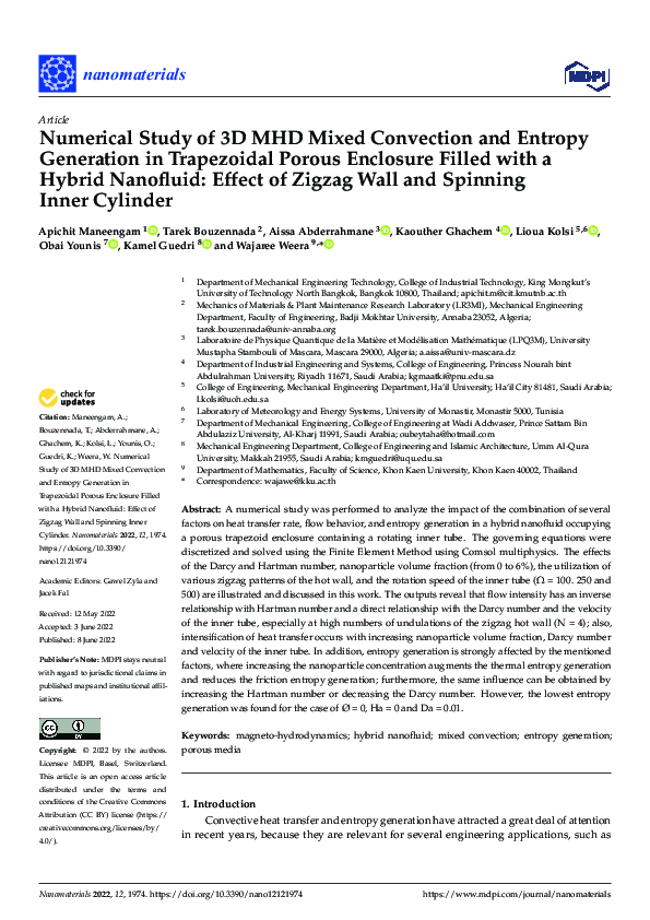 (PDF) Numerical Study of 3D MHD Mixed Convection and Entropy Generation ...
