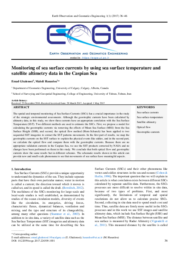 (PDF) Monitoring of sea surface currents by using sea surface ...