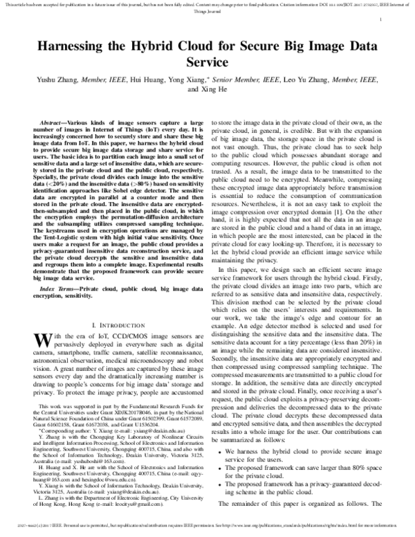 (PDF) Harnessing the Hybrid Cloud for Secure Big Image Data Service