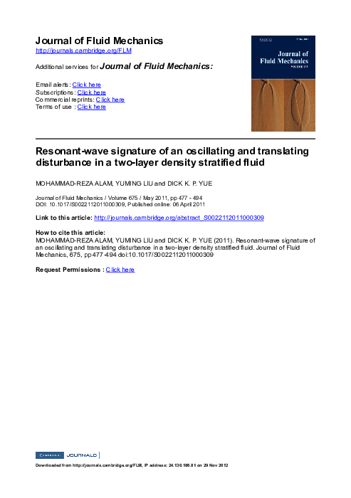 (PDF) Resonant-wave signature of an oscillating and translating ...