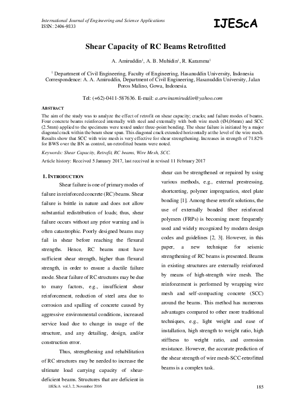 (PDF) Shear Capacity of RC Beams Retrofitted