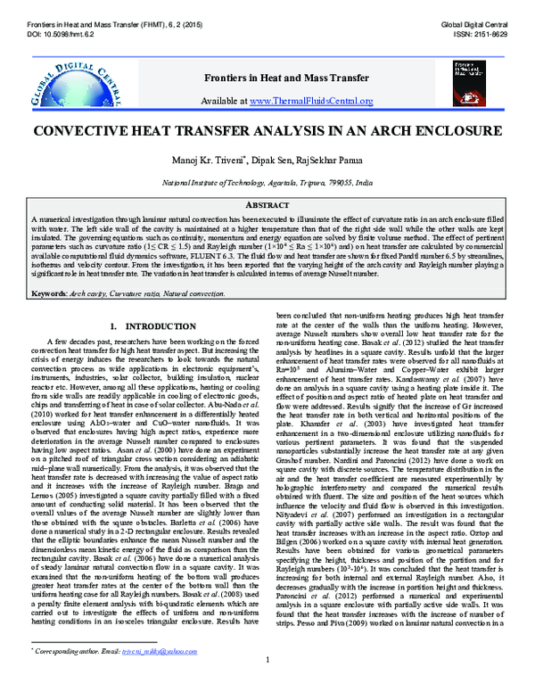 (PDF) Convective Heat Transfer Analysis in an Arch Enclosure