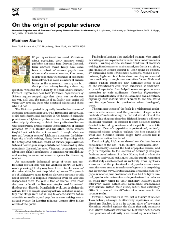 (PDF) On the origin of popular science