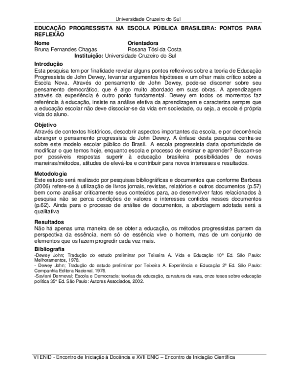 (PDF) Educação Progressista Na Escola Pública Brasileira: Pontos Para ...