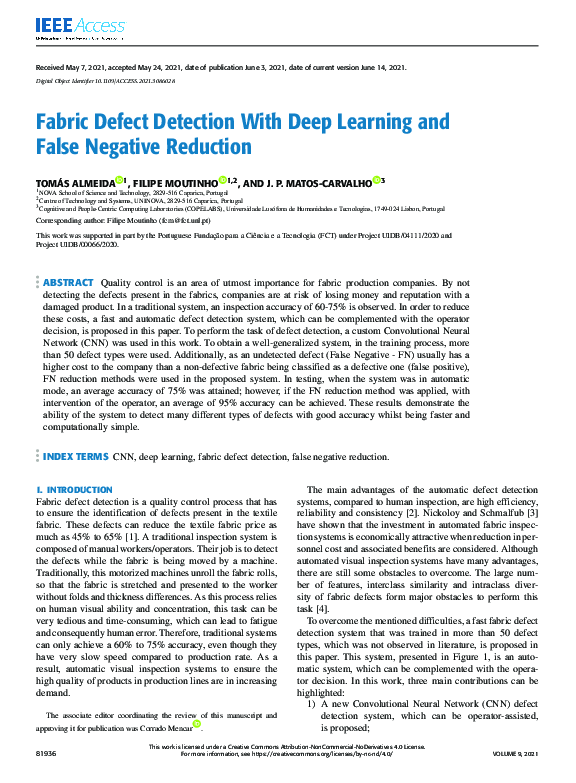 (PDF) Fabric Defect Detection With Deep Learning and False Negative ...