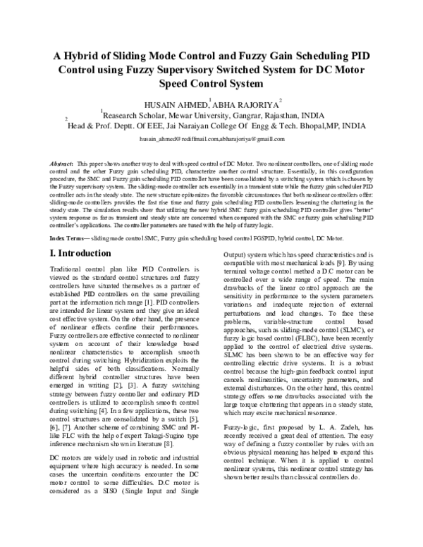 (PDF) A Hybrid of Sliding Mode Control and Fuzzy Gain Scheduling PID ...