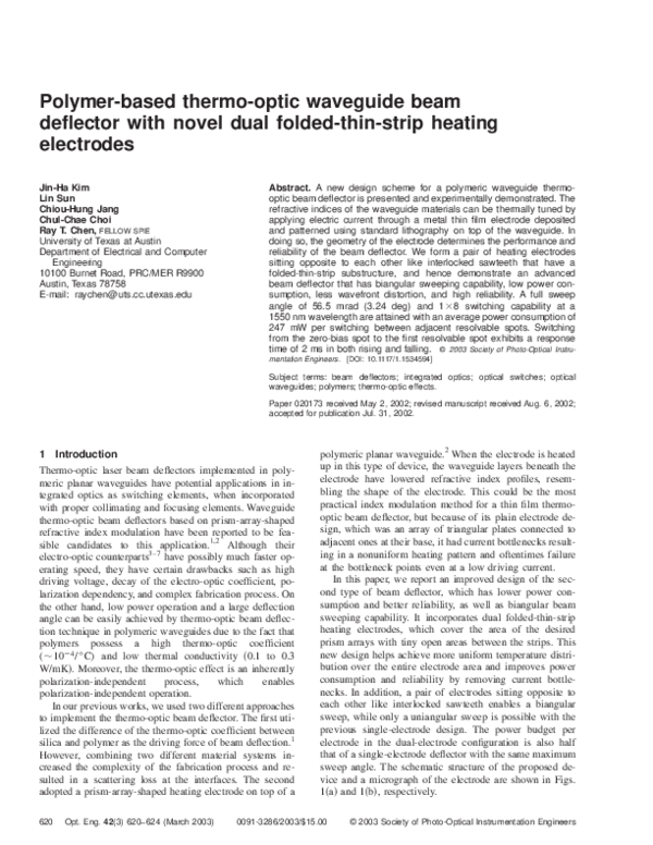 (PDF) Polymer-based thermo-optic waveguide beam deflector with novel ...