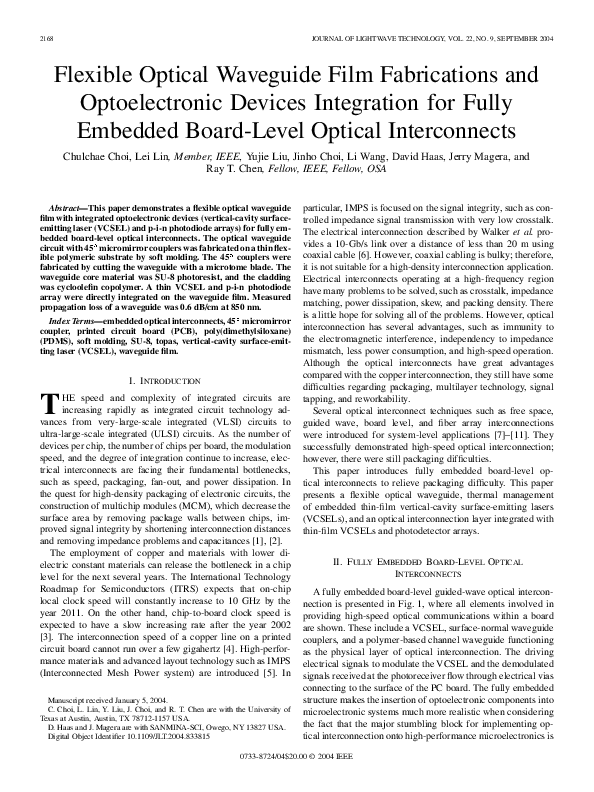 (PDF) Flexible Optical Waveguide Film Fabrications and Optoelectronic ...