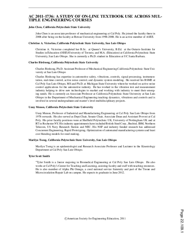 (PDF) A Study of Online Textbook Use Across Multiple Engineering Courses