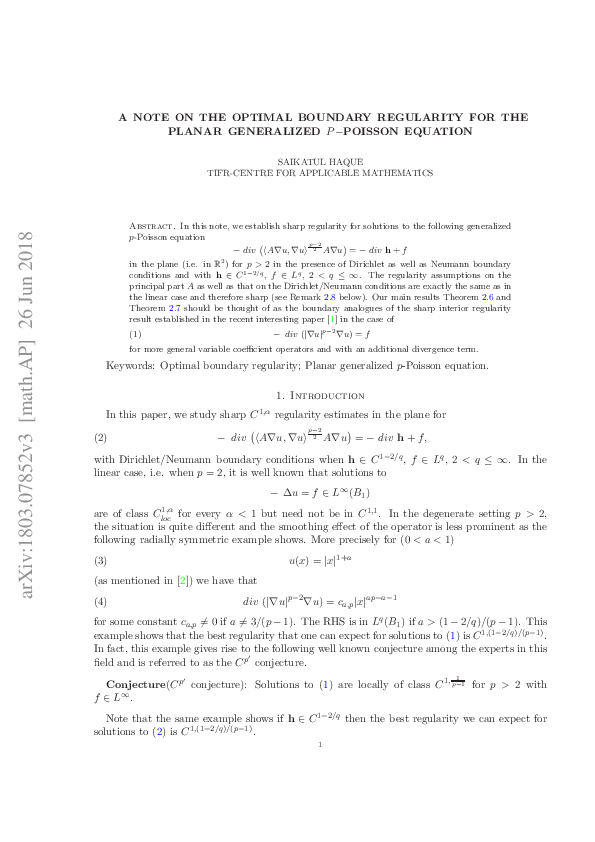 (PDF) A note on the optimal boundary regularity for the planar ...