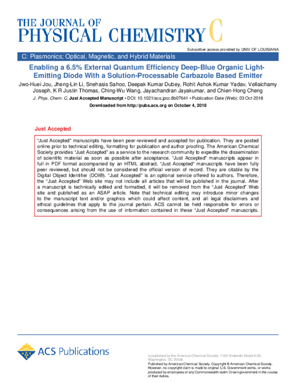 (PDF) Enabling a 6.5% External Quantum Efficiency Deep-Blue Organic ...